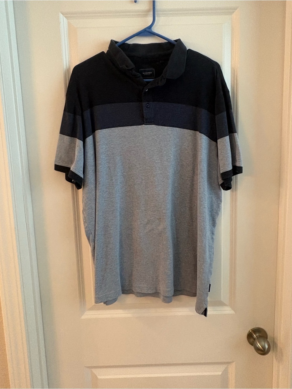 7 Diamonds Men's Black & Gray Striped Polo